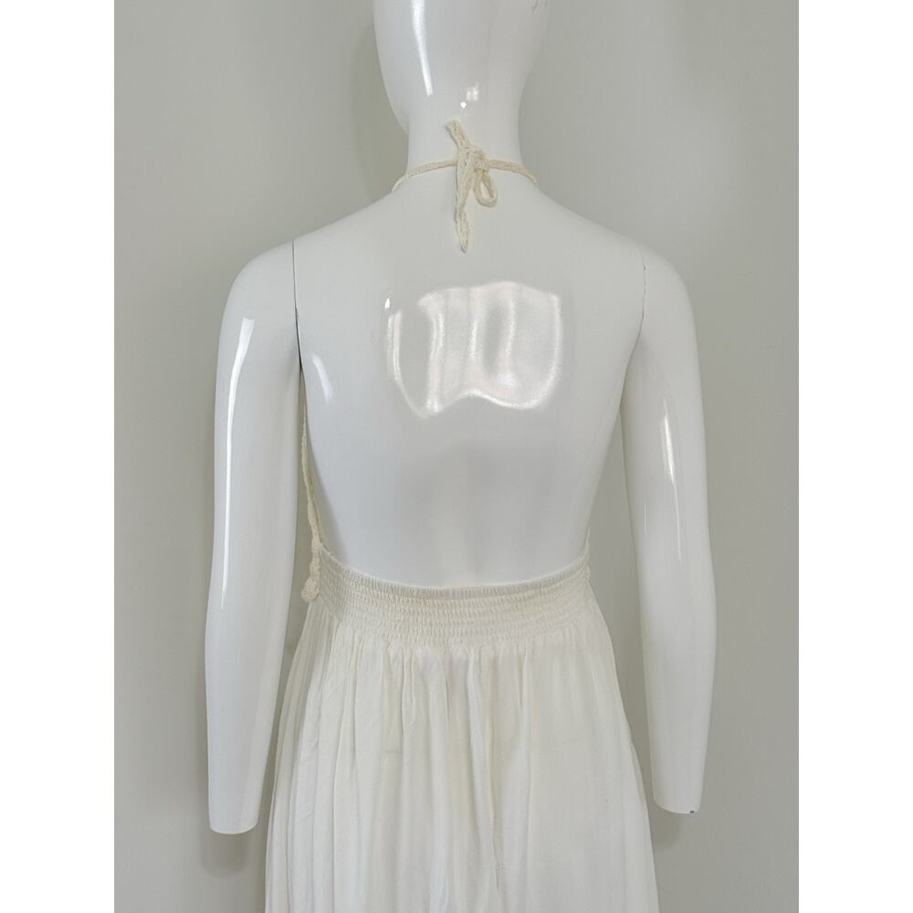 Lilbetter Womens Ivory Crochet Halter Maxi Dress Boho Beach Resort Vacation S - Picture 6 of 14